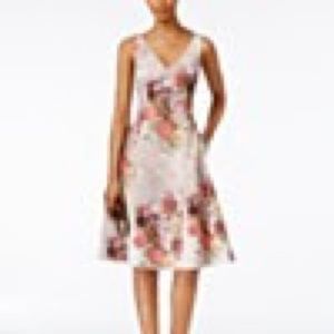 adrianna papell floral print fit & flare dress